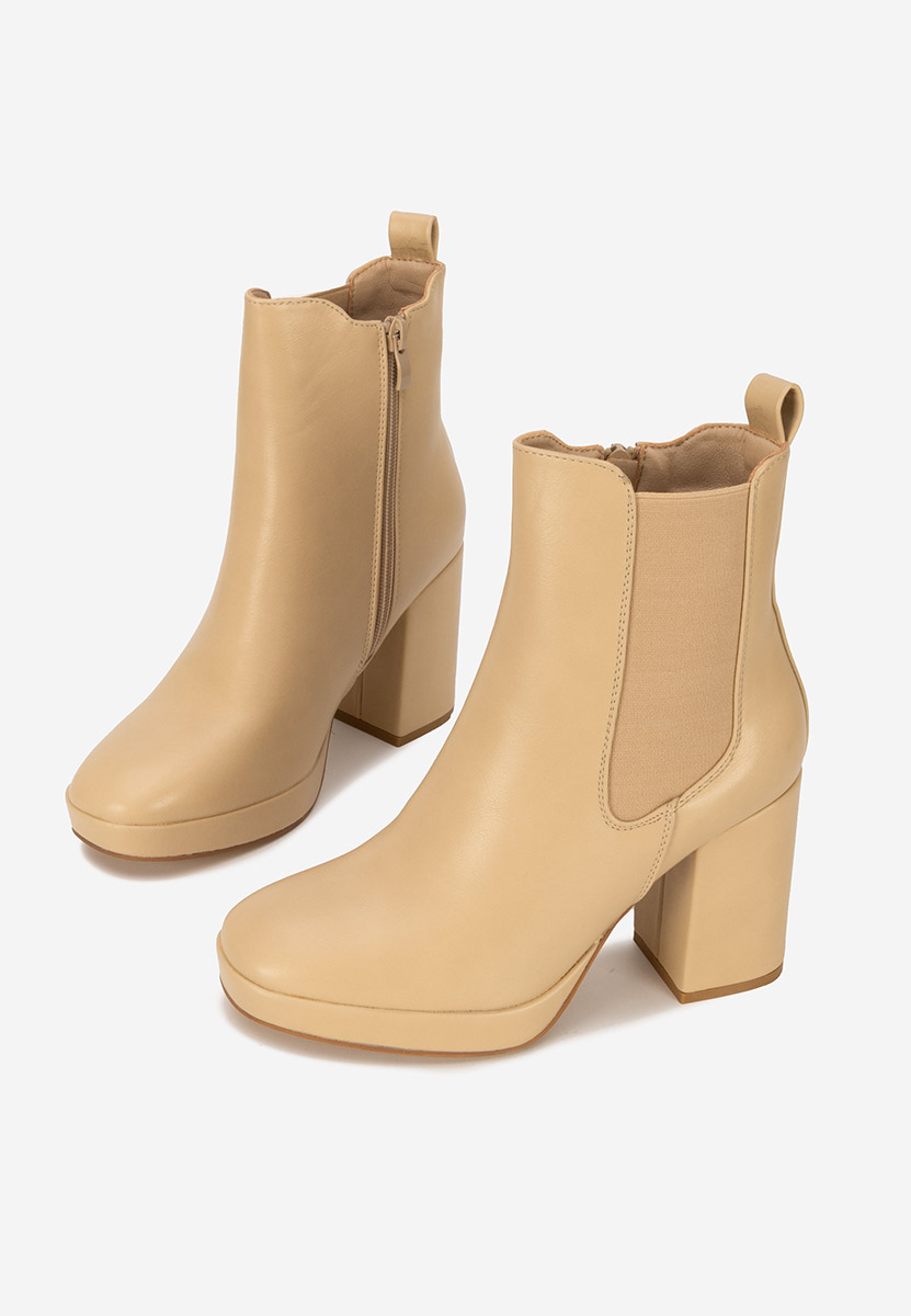 Botine chelsea dama Acselia bej