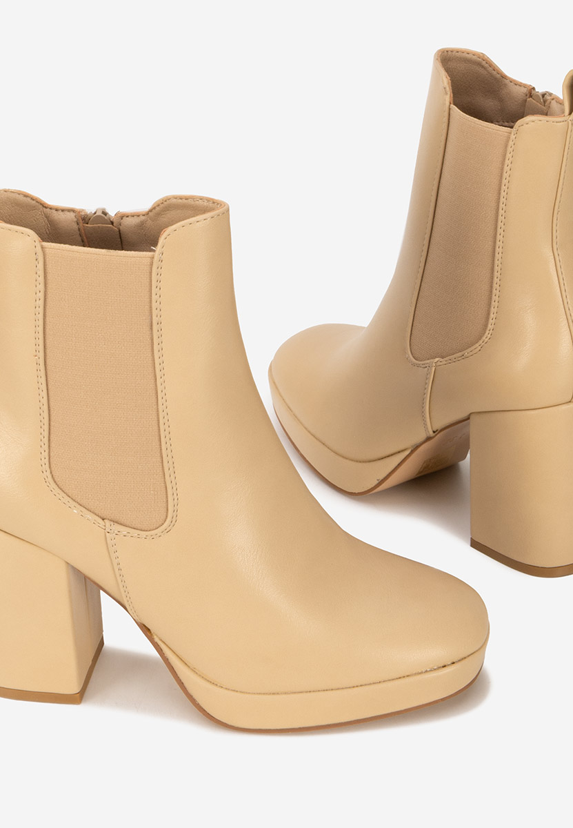 Botine chelsea dama Acselia bej