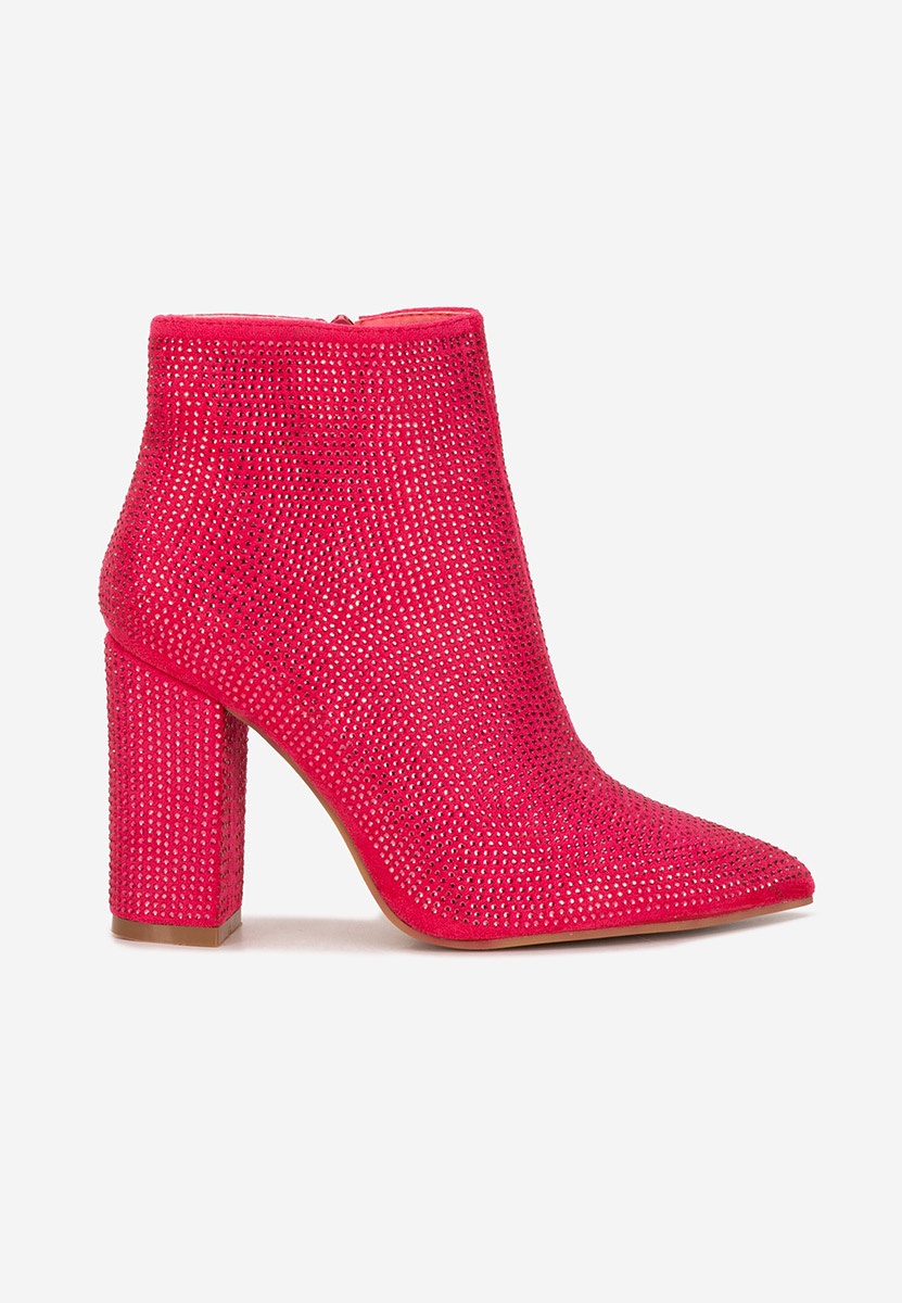 Botine cu toc gros Glira fucsia