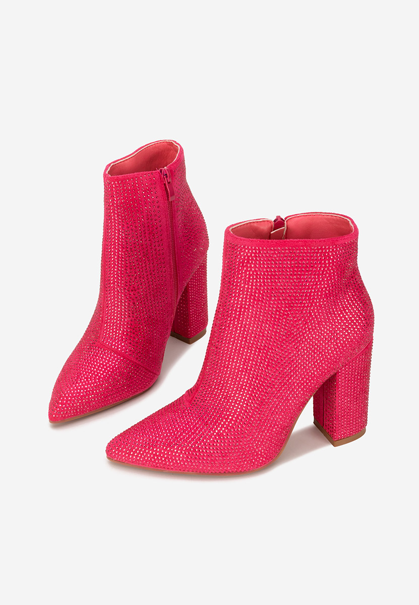 Botine cu toc gros Glira fucsia