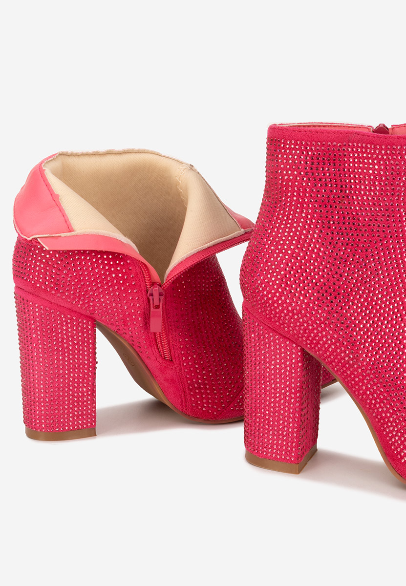 Botine cu toc gros Glira fucsia