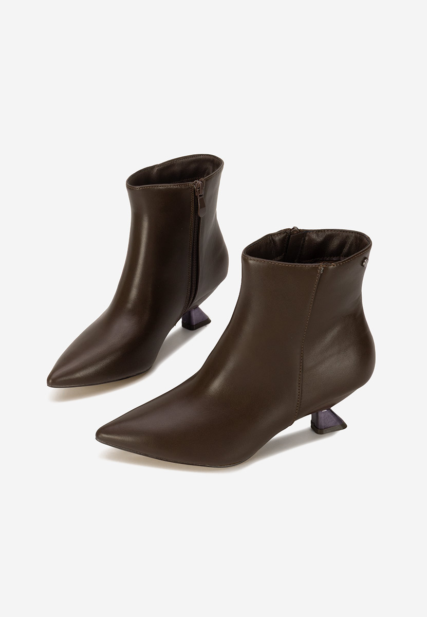 Botine dama cu toc Aleliana maro
