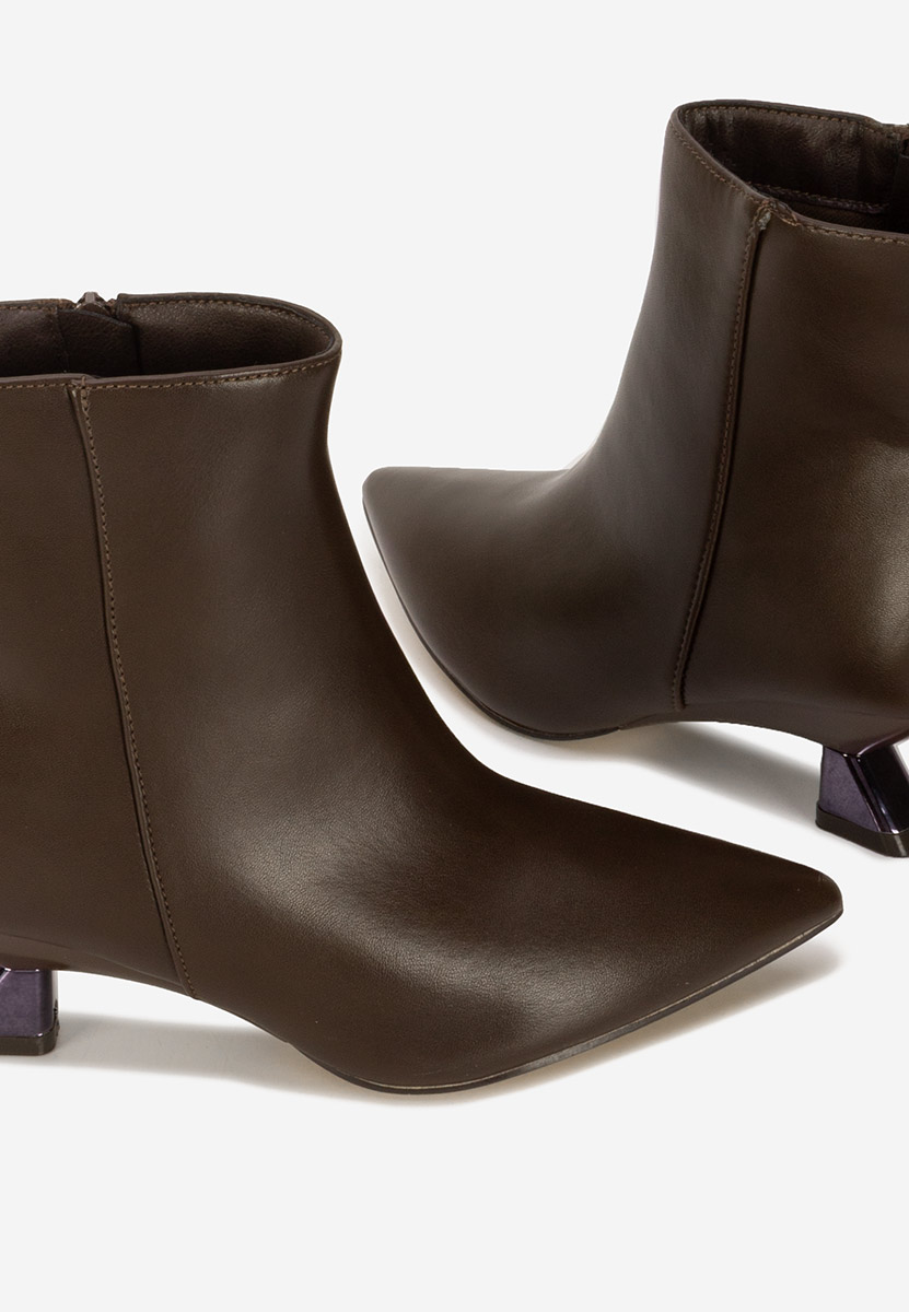 Botine dama cu toc Aleliana maro