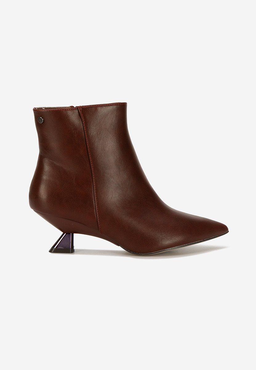 Botine dama cu toc Aleliana grena