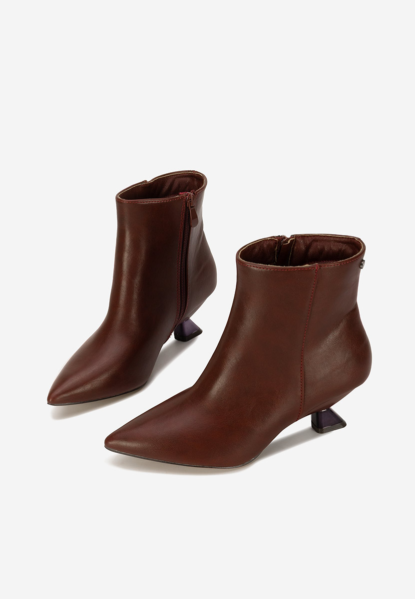 Botine dama cu toc Aleliana grena