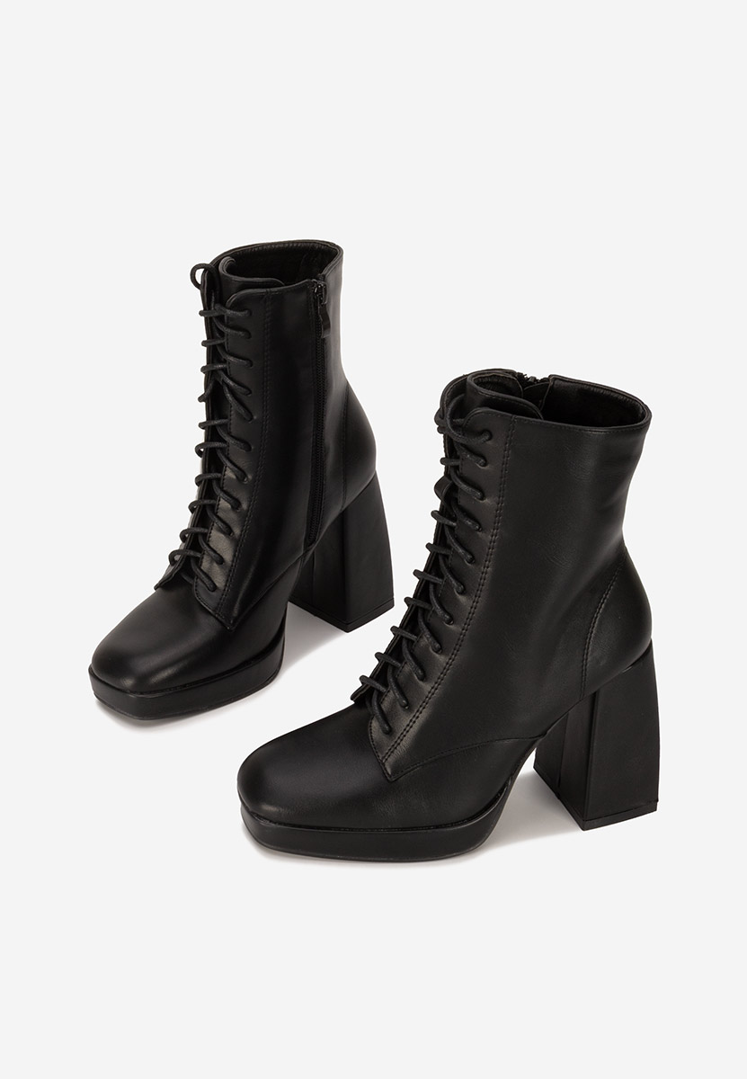 Botine cu toc gros dama Siriela negre