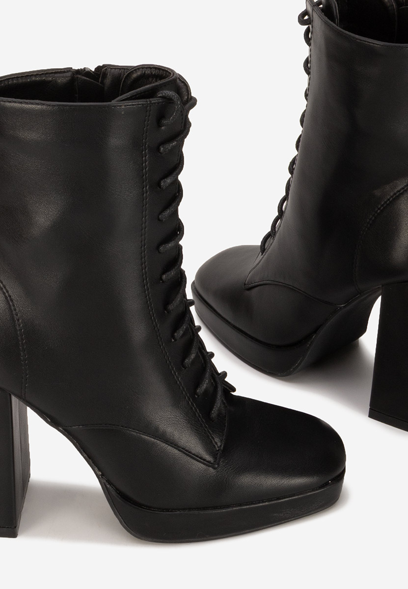 Botine cu toc gros dama Siriela negre