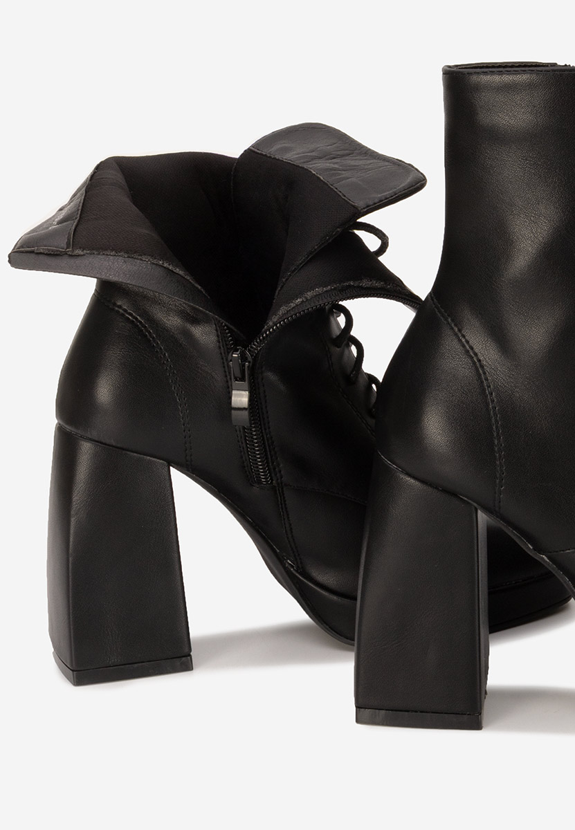 Botine cu toc gros dama Siriela negre