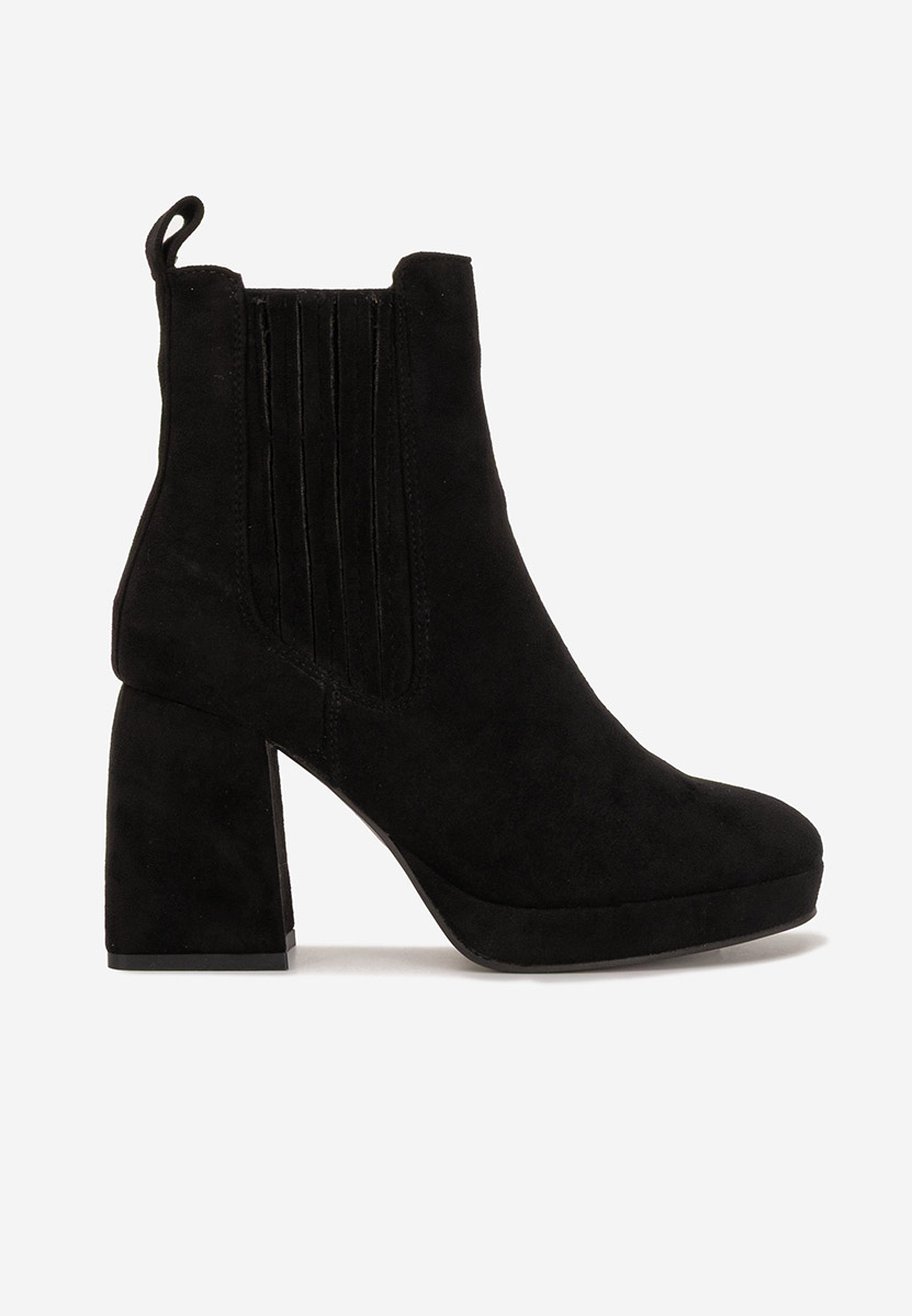 Botine cu toc gros Elenoire negre