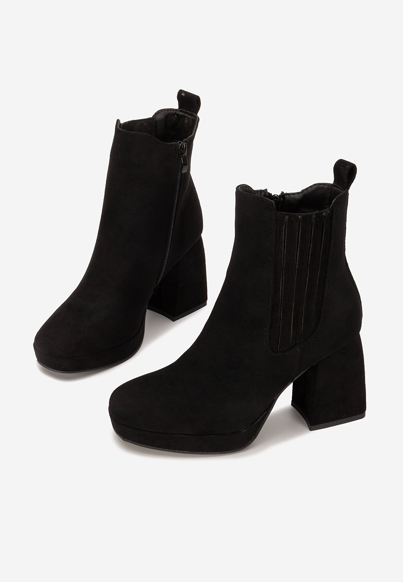 Botine cu toc gros Elenoire negre