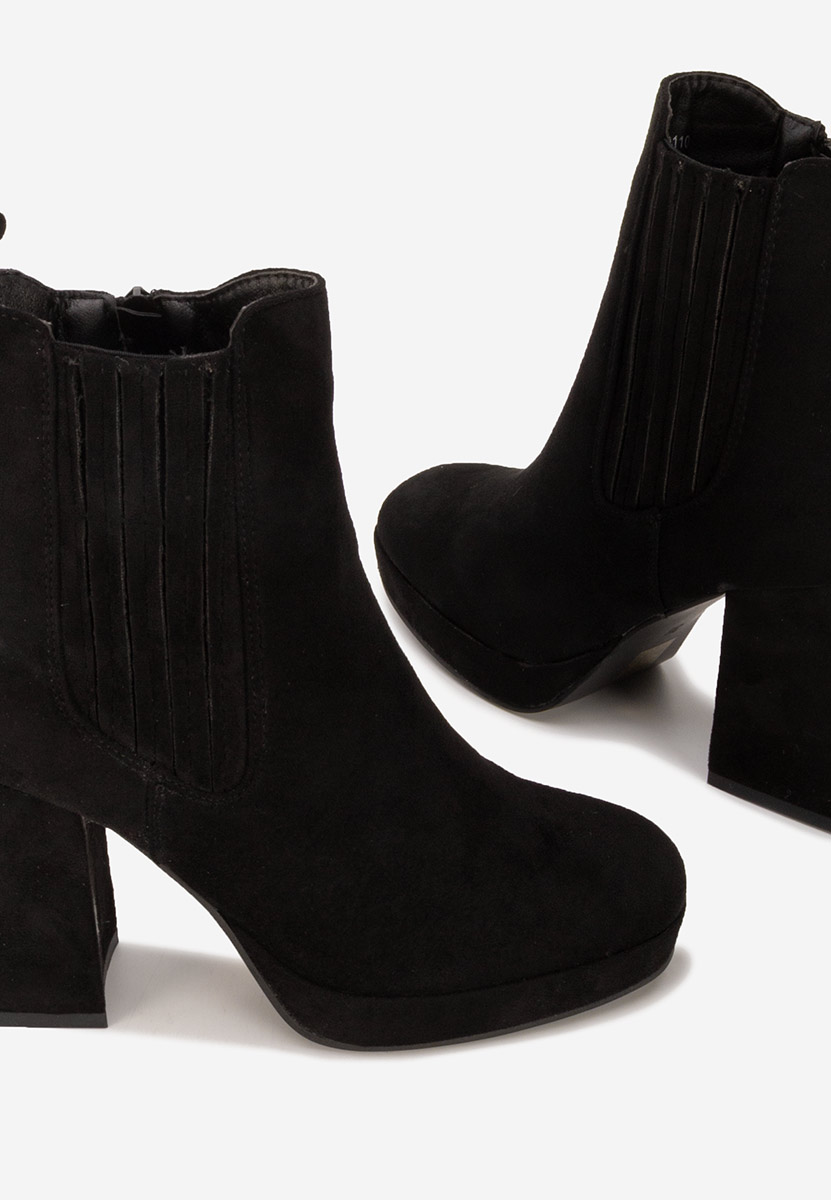 Botine cu toc gros Elenoire negre
