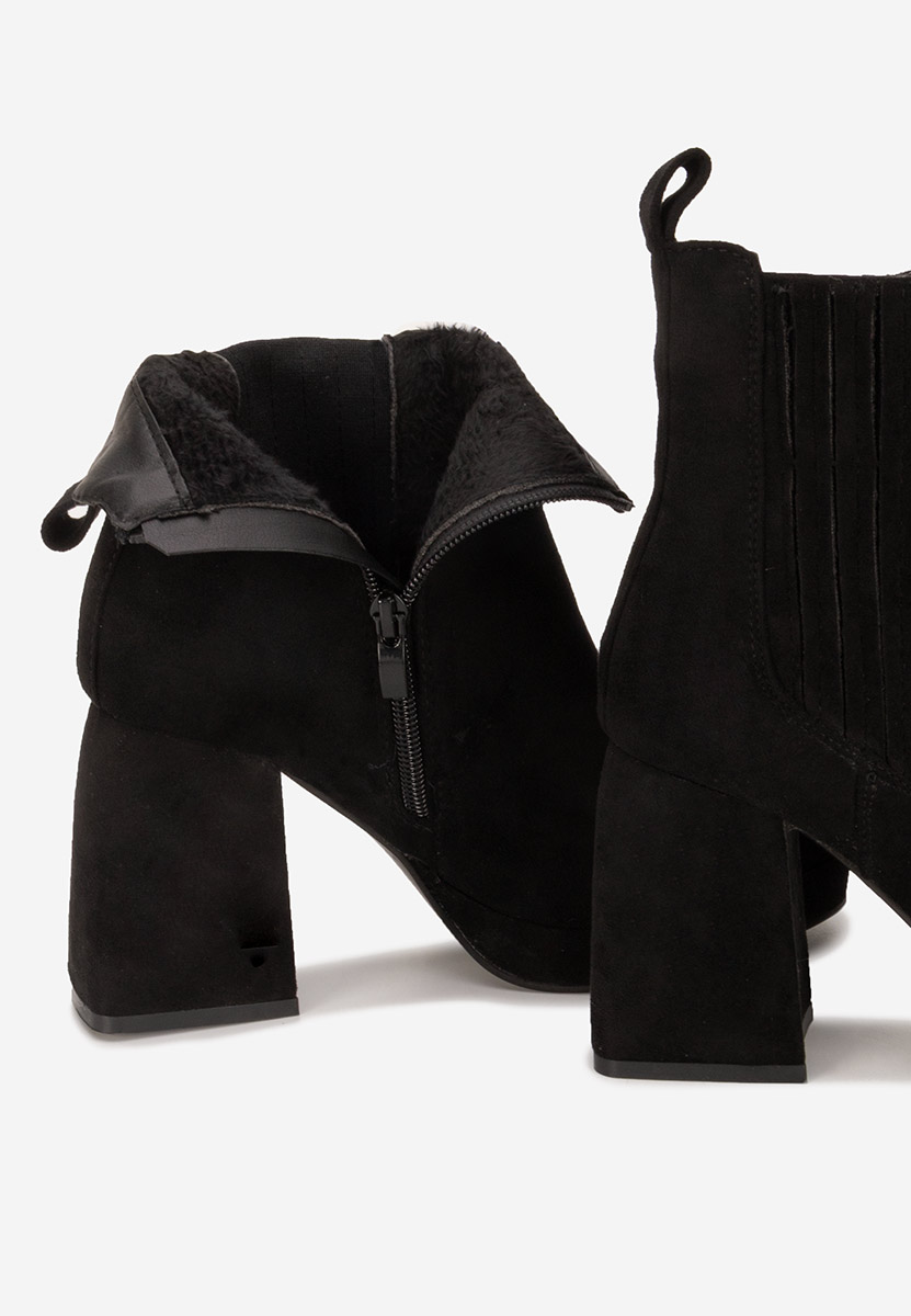 Botine cu toc gros Elenoire negre