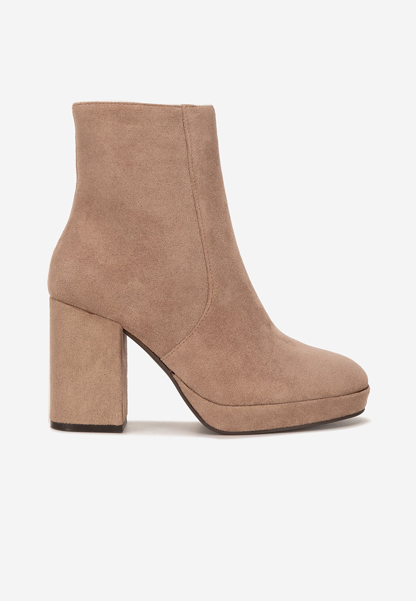 Botine cu toc gros Sylvana bej