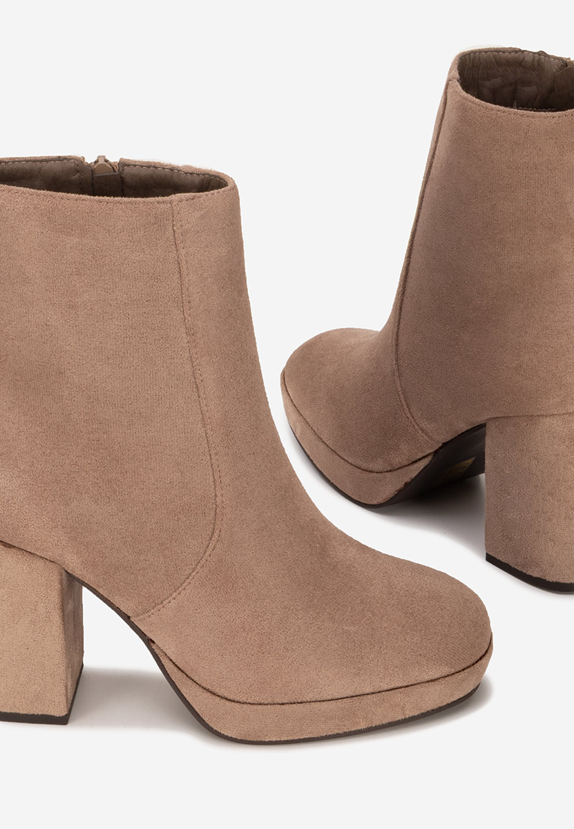Botine cu toc gros Sylvana bej