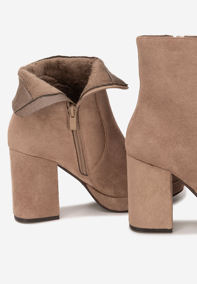 Botine cu toc gros Sylvana bej