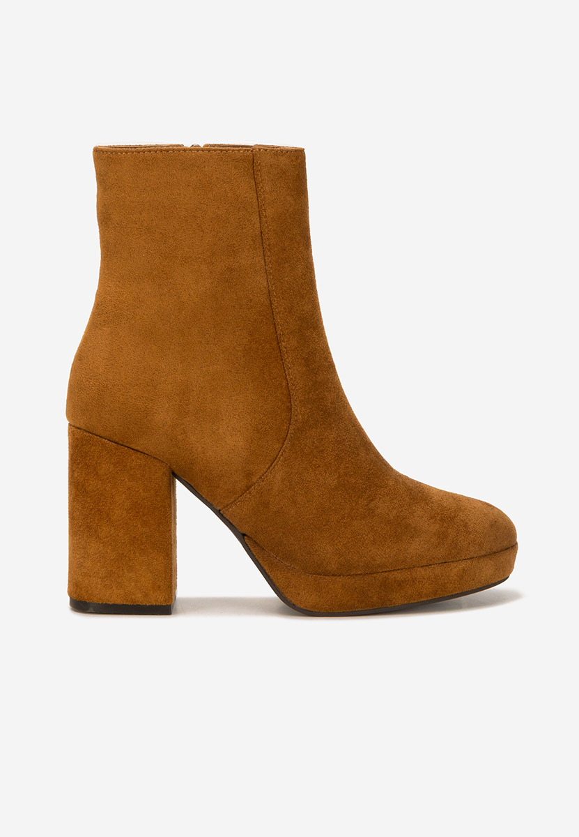 Botine cu toc gros Sylvana camel