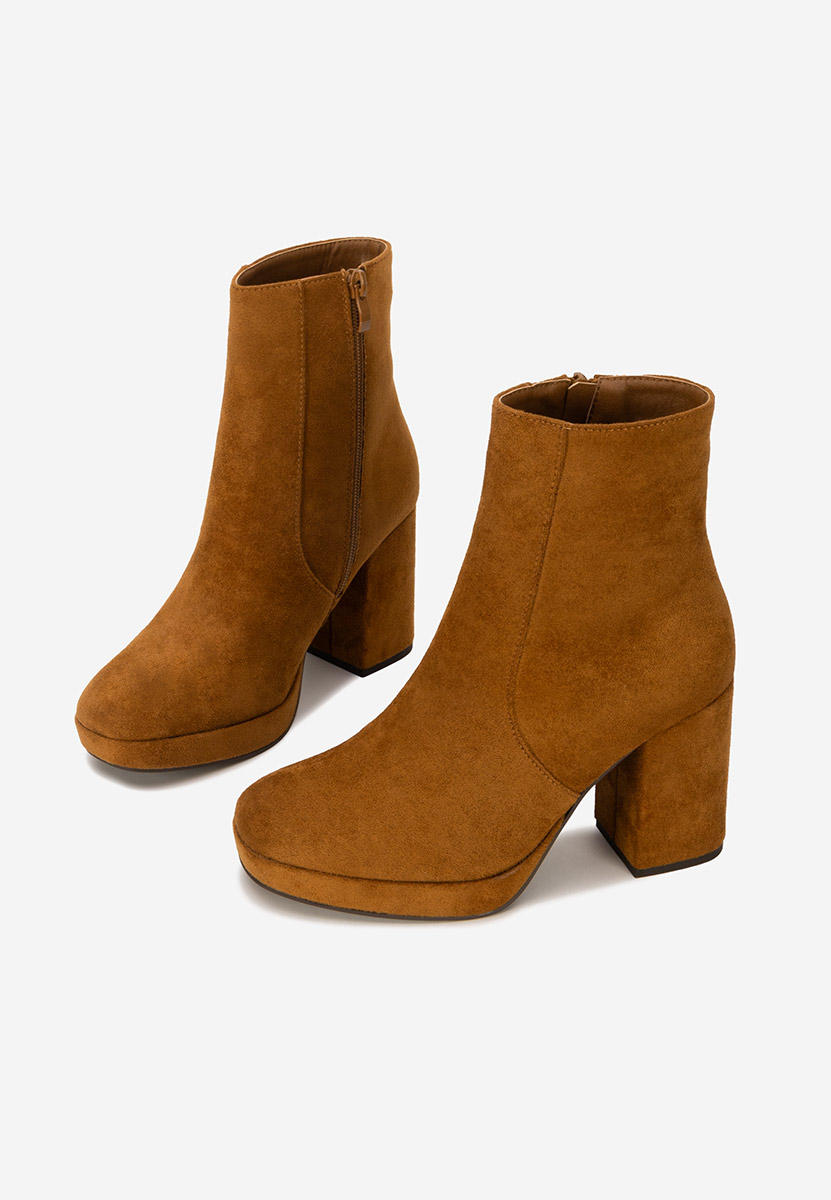 Botine cu toc gros Sylvana camel