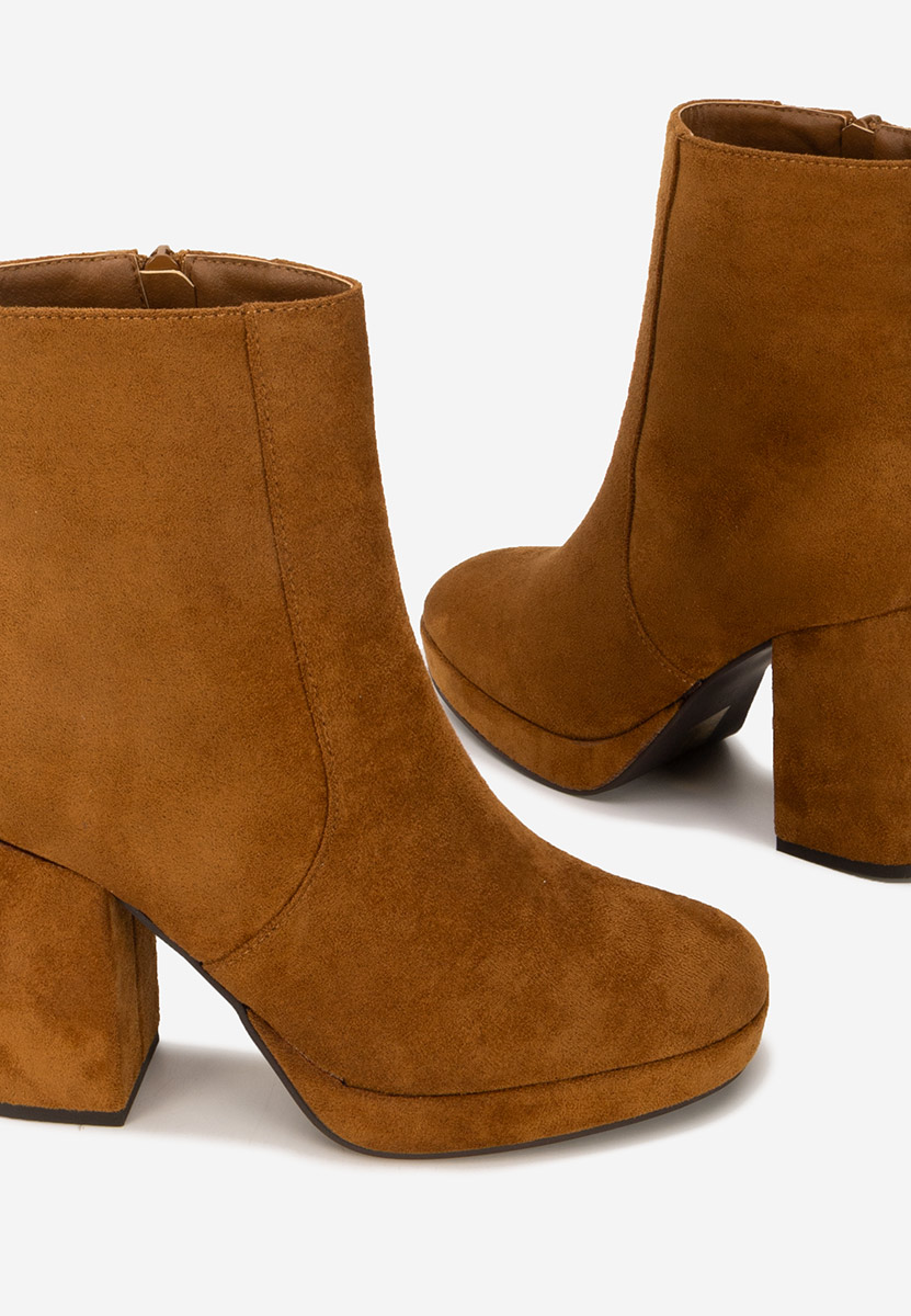 Botine cu toc gros Sylvana camel