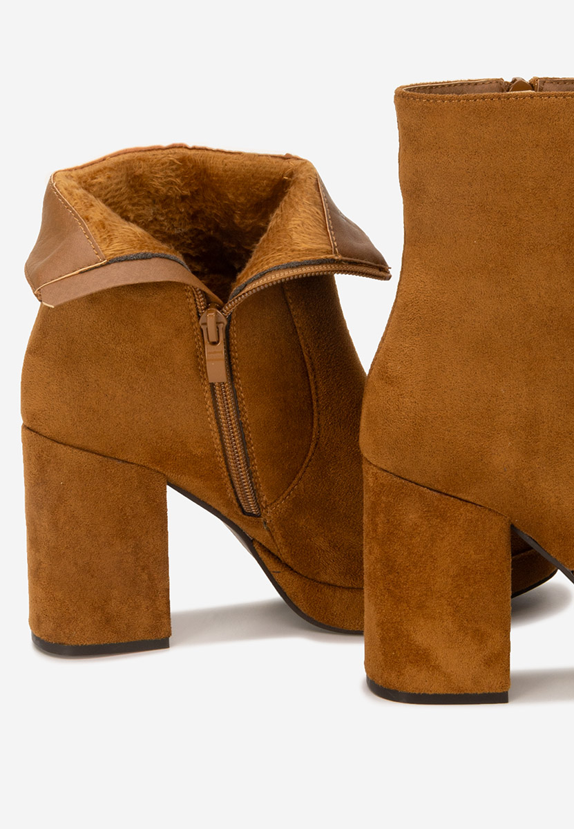 Botine cu toc gros Sylvana camel