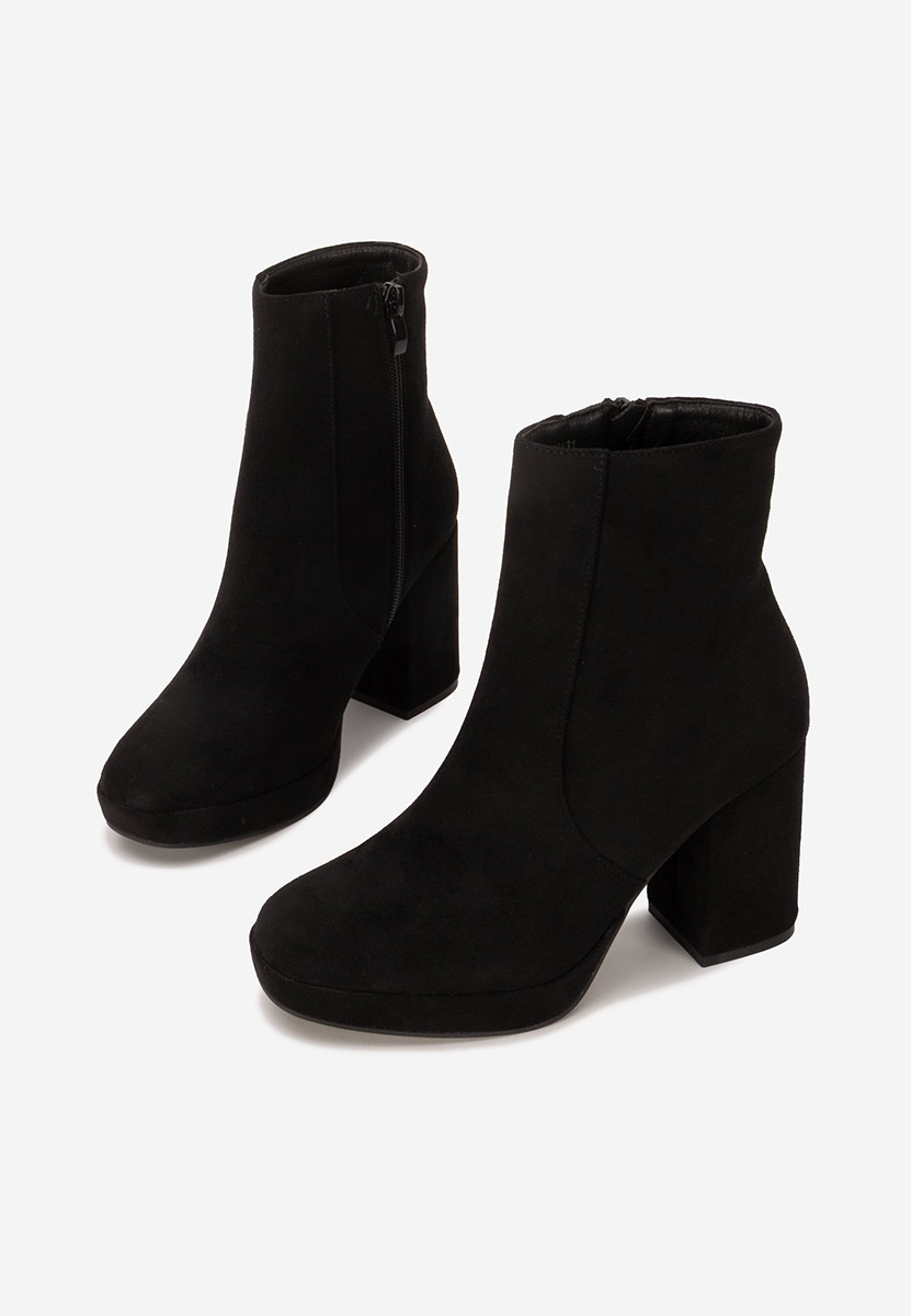 Botine cu toc gros Sylvana negre