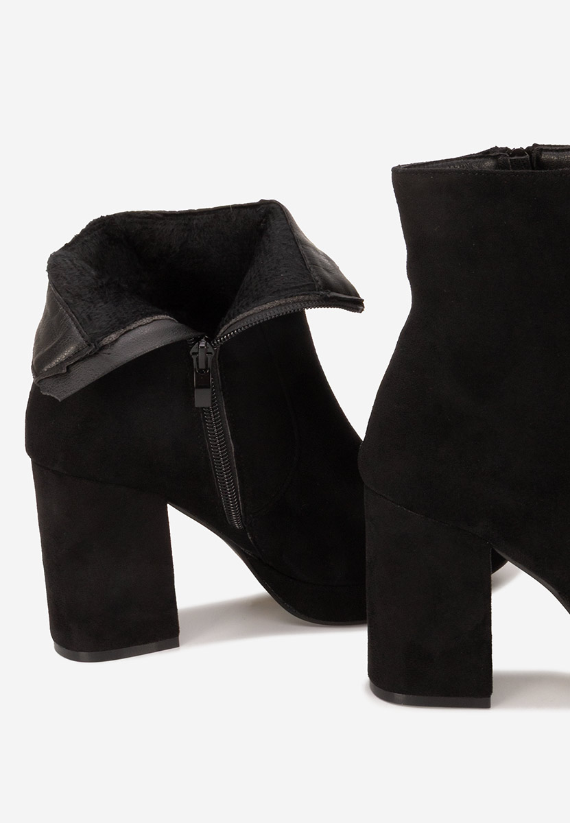 Botine cu toc gros Sylvana negre