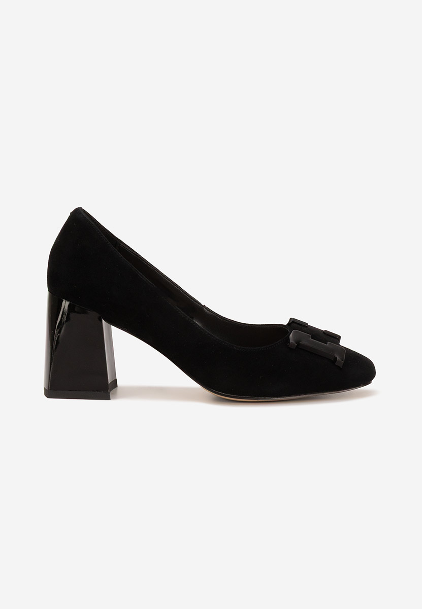 Pantofi cu toc gros piele Herilia V2 negri
