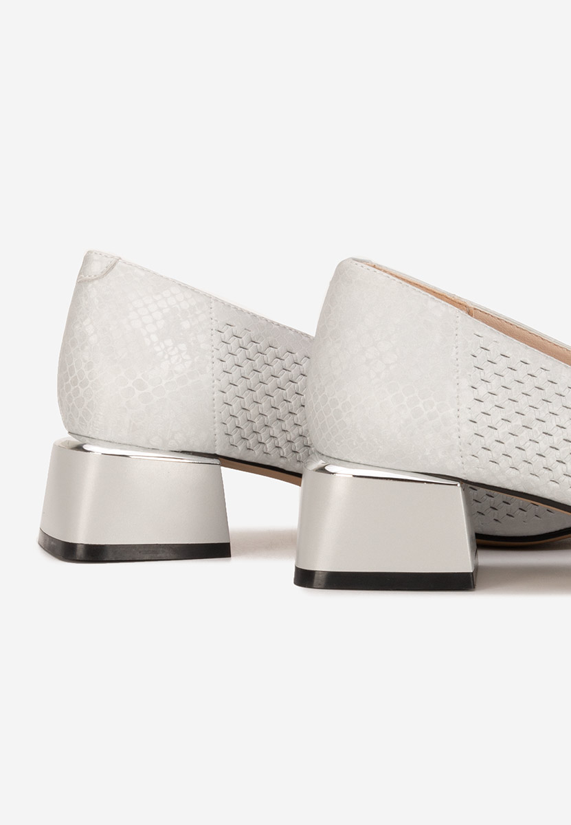 Pantofi cu toc gros Jennie albi