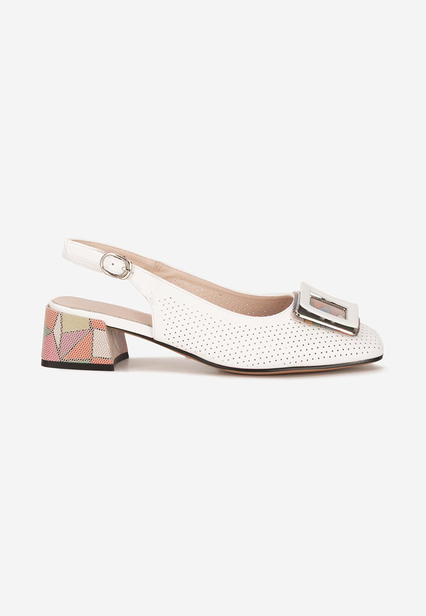 Pantofi slingback Belindia albi