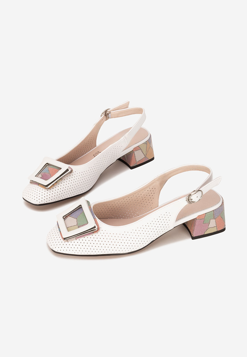 Pantofi slingback Belindia albi