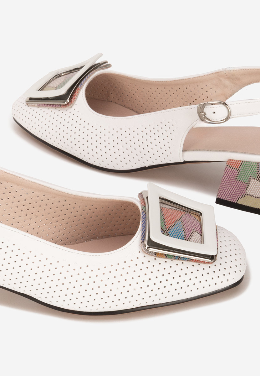 Pantofi slingback Belindia albi
