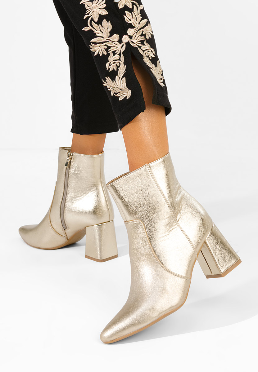 Botine cu toc gros Tavria aurii