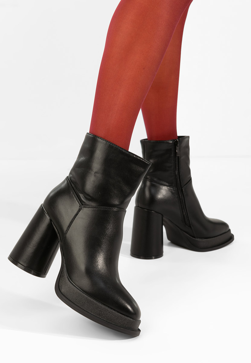 Botine cu toc gros Amiela V2 negre
