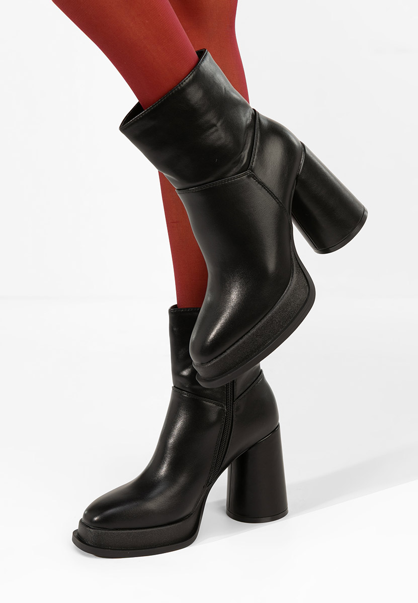 Botine cu toc gros Amiela V2 negre