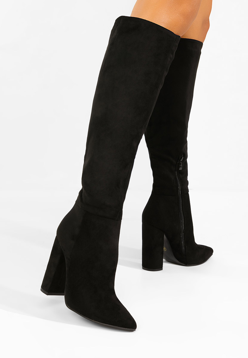 Cizme lungi cu toc gros Arianelle negre