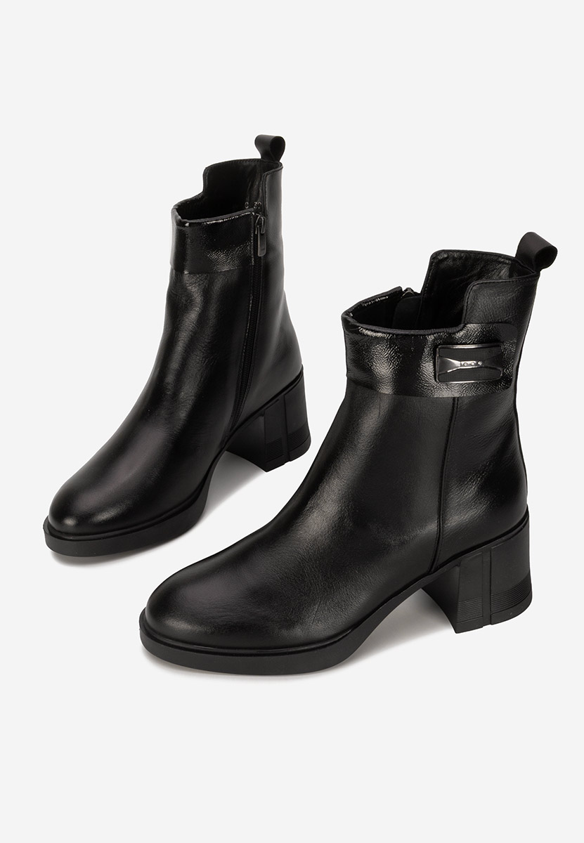 Botine cu toc gros Jonelle negre