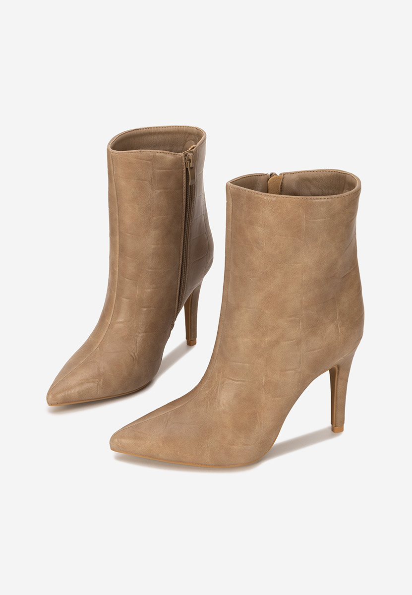 Botine cu toc subtire Selvaris kaki