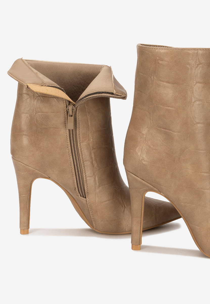 Botine cu toc subtire Selvaris kaki