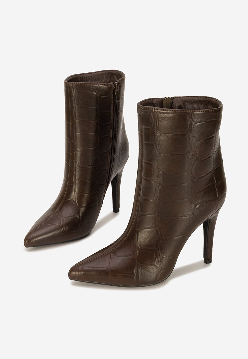Botine cu toc subtire Selvaris maro