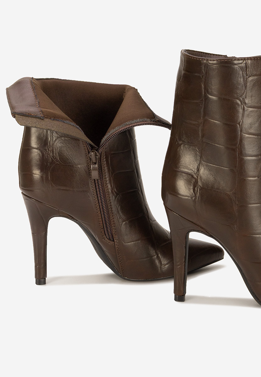 Botine cu toc subtire Selvaris maro