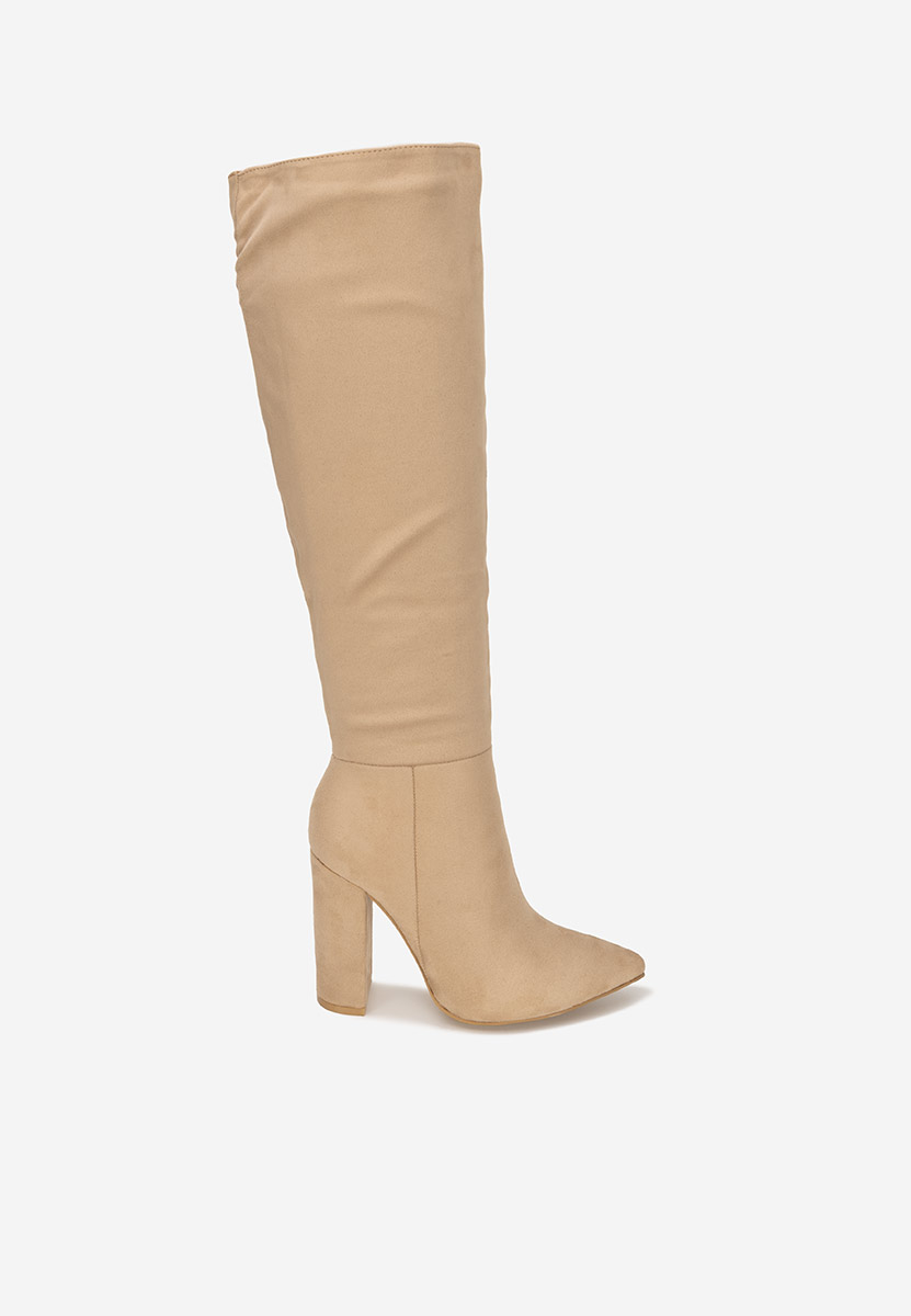 Cizme lungi cu toc gros Arianelle kaki