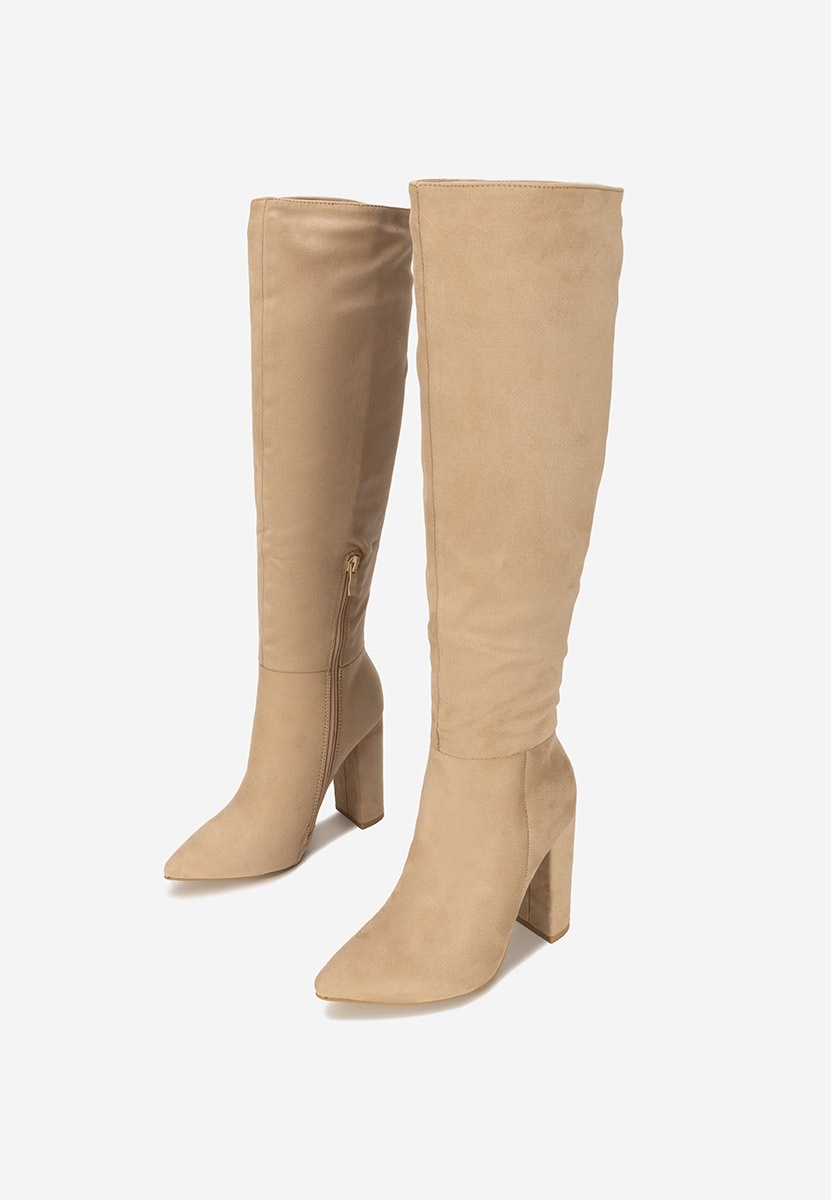 Cizme lungi cu toc gros Arianelle kaki