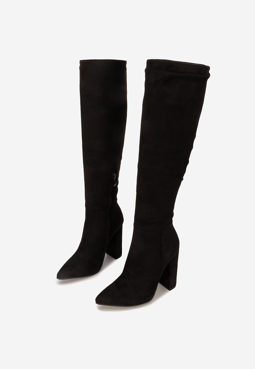 Cizme lungi cu toc gros Arianelle negre