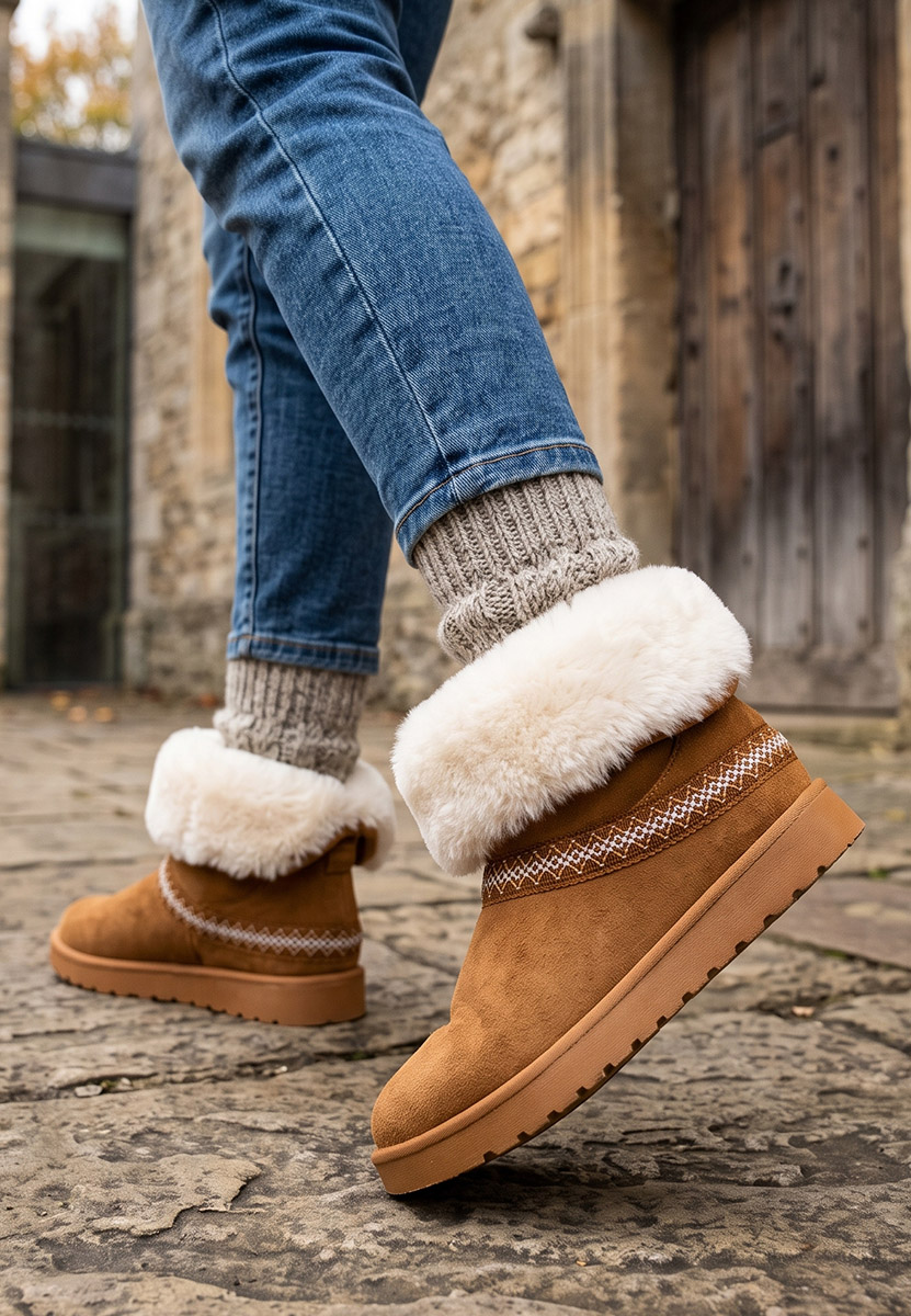 Cizme tip ugg Alura camel