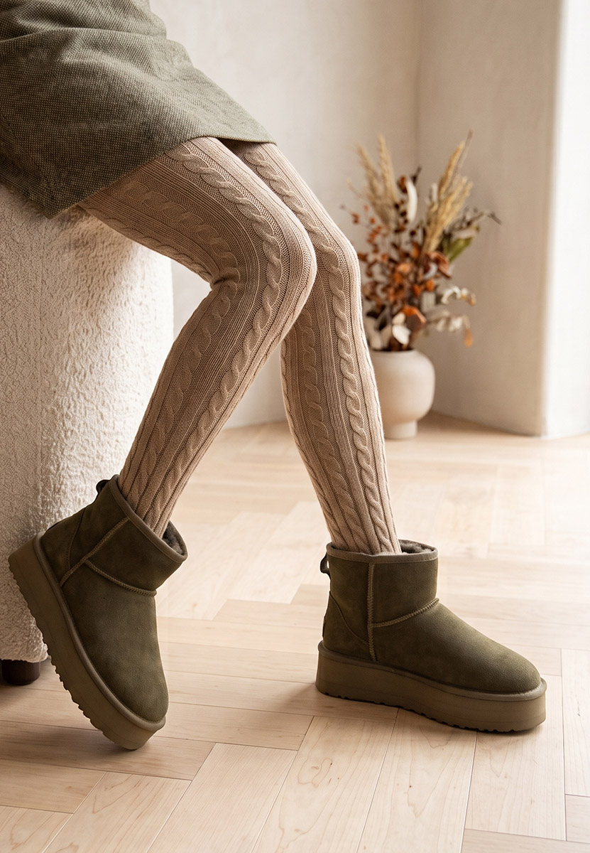 Cizme tip ugg Elvera verzi