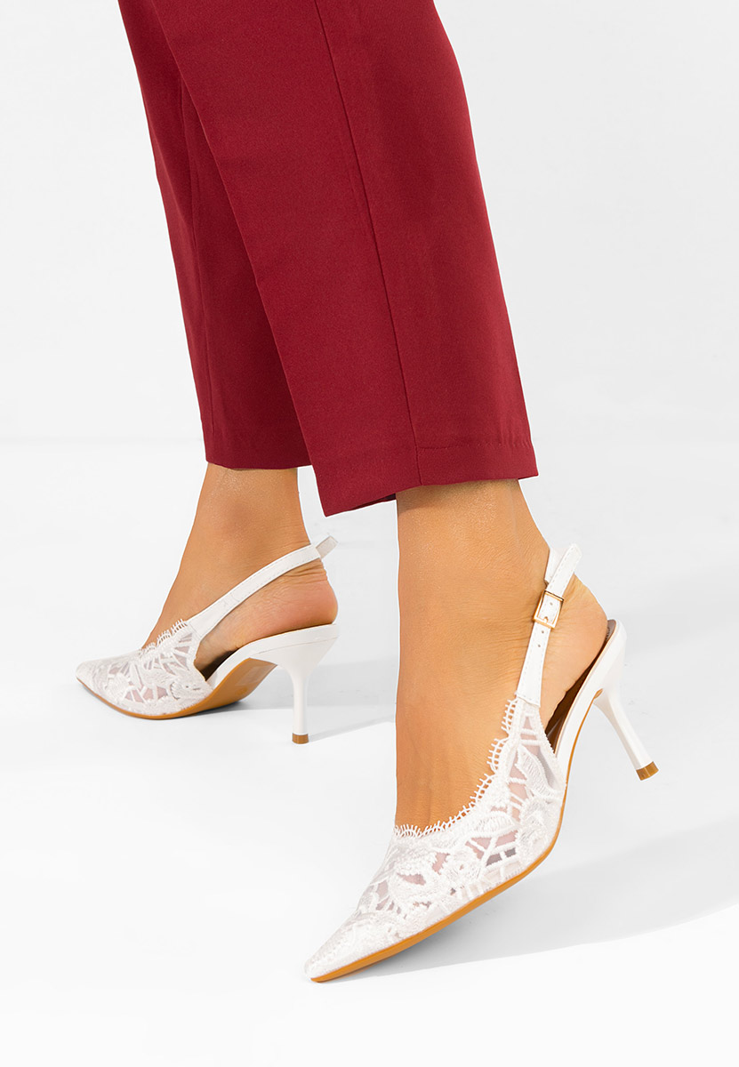 Pantofi slingback Carelia albi