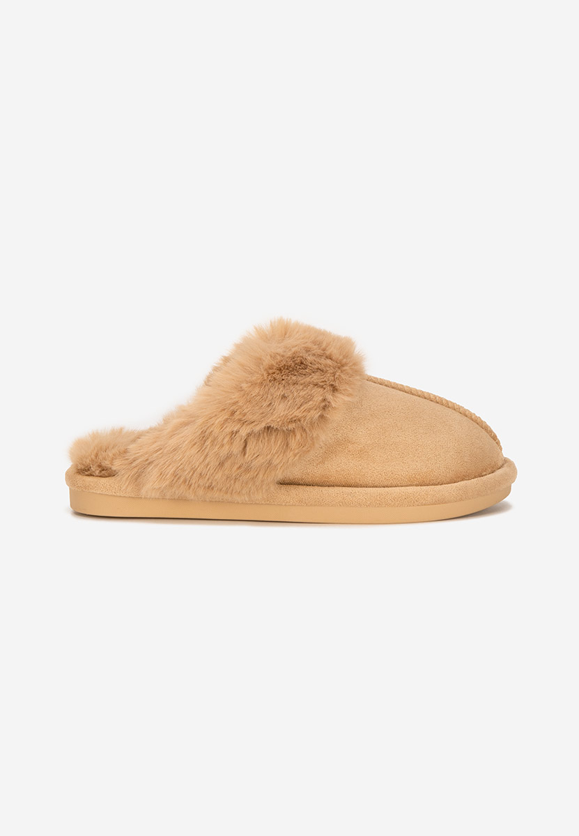 Papuci de casa pufosi Krinia kaki