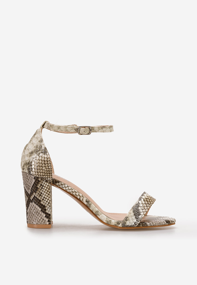 Sandale cu toc gros Zaira animal print