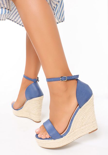 Sandale cu platforma tip espadrile Claudine albastre
