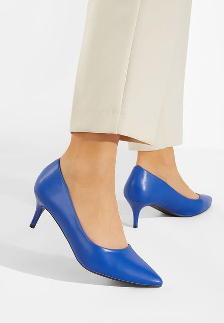 Pantofi cu toc mediu albastri Modena