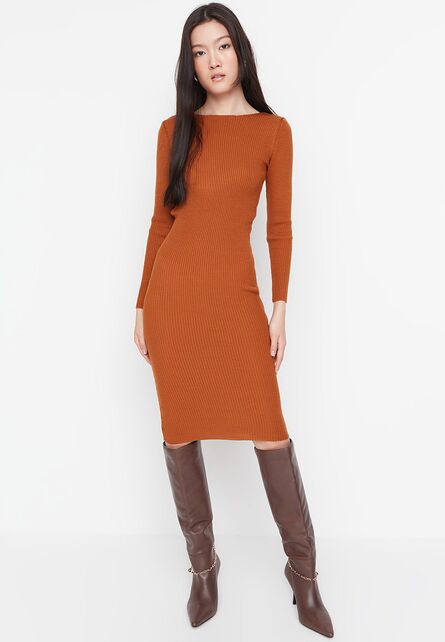 Rochie midi camel Gina